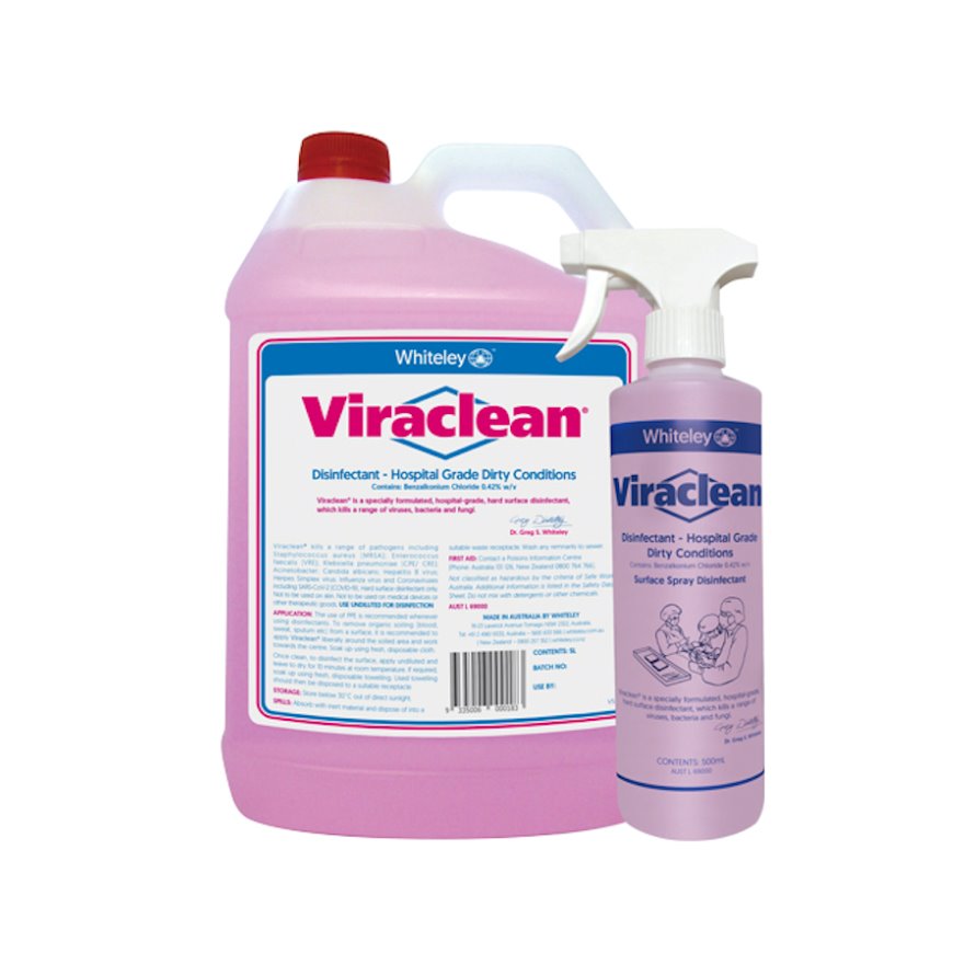 VIRACLEAN® DISINFECTANT - 5L Medical Whiteley VIRACLEAN® DISINFECTANT - 5L + 500ml Spray 